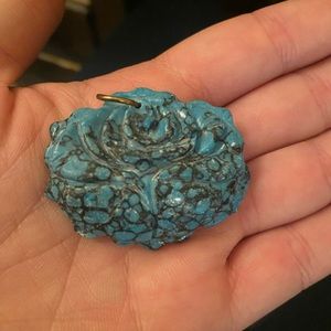Turquoise carved rose pendant
